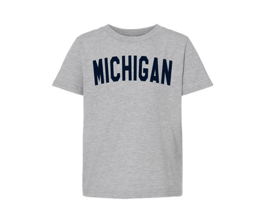 Youth T-Shirt: Navy Arch (Heather Grey)