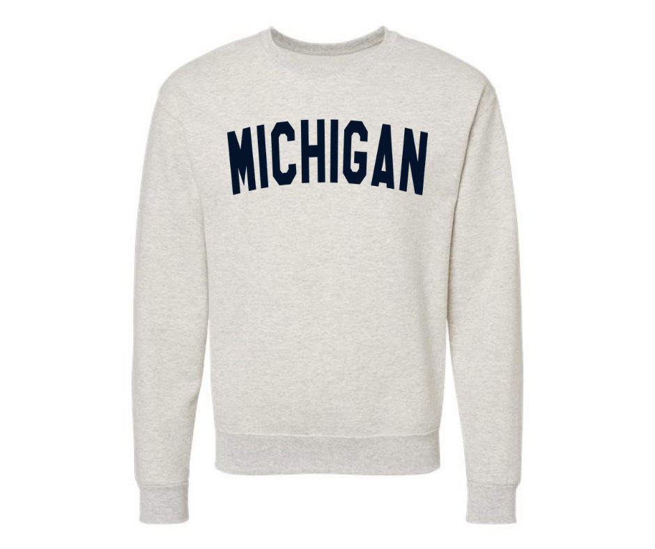 Crewneck: Michigan Navy Arch (Oatmeal Heather)