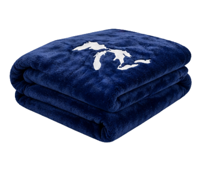 B2: Michigan Great Lakes Embroidered Blanket - Navy