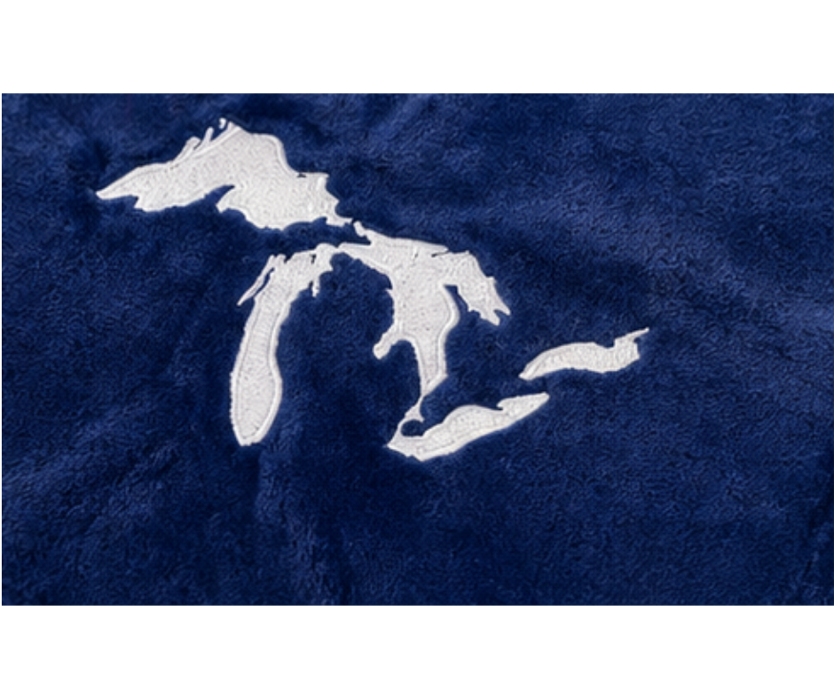 B2: Michigan Great Lakes Embroidered Blanket - Navy