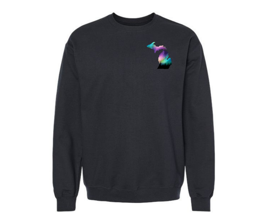 Crewneck: Northern Lights Pocket (Black Heather)