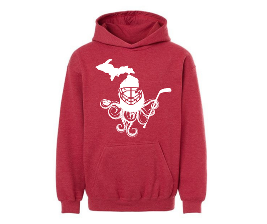 Youth Hoodie: Detroit Redwings (Heather Red)