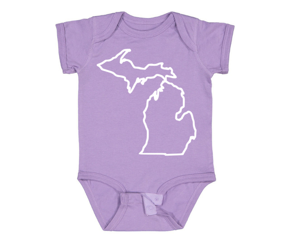 Youth Onesie: Michigan Outline - Lavender