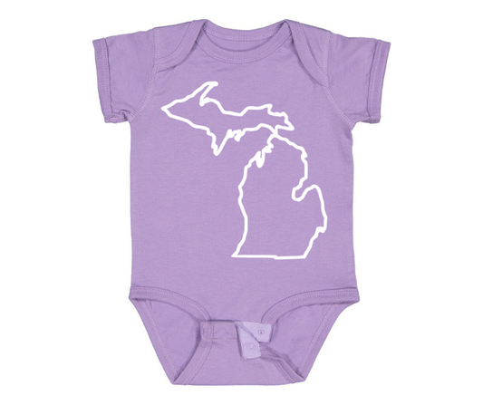 Youth Onesie: Michigan Outline - Lavender