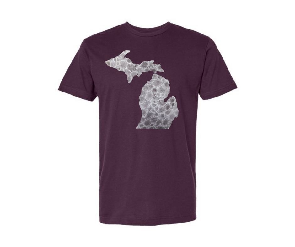 T-Shirt: T103B - Michigan Petoskey Stone (Plumb)