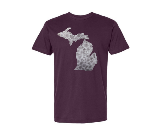 T-Shirt: T103B - Michigan Petoskey Stone (Plumb)
