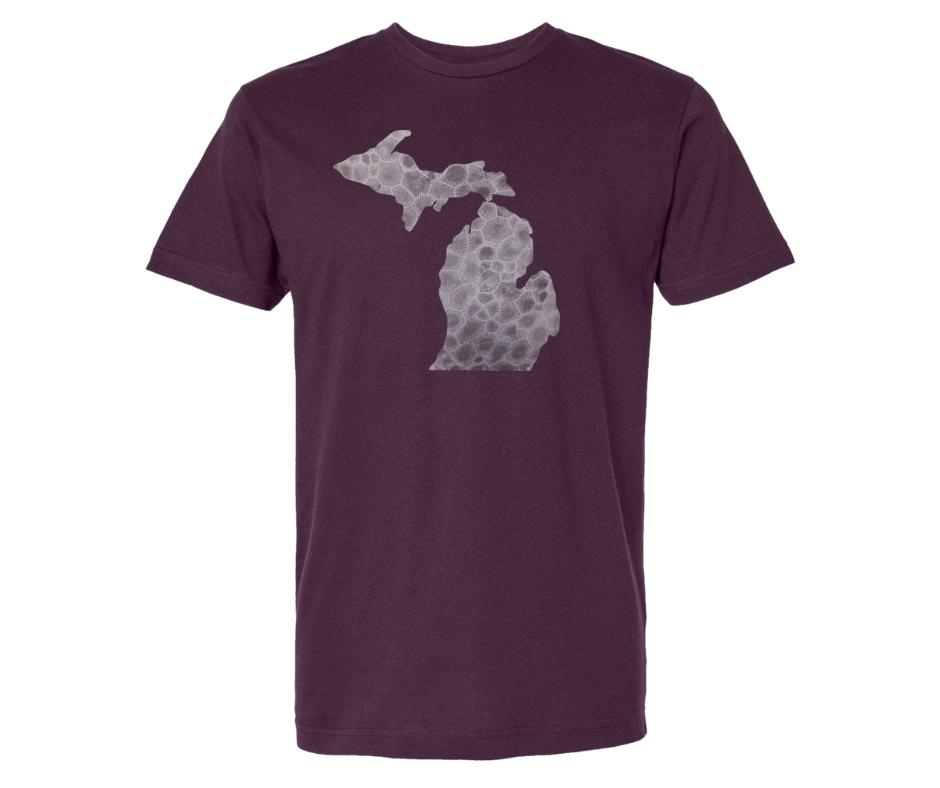 T-Shirt: Michigan Map Petoskey (Plumb)