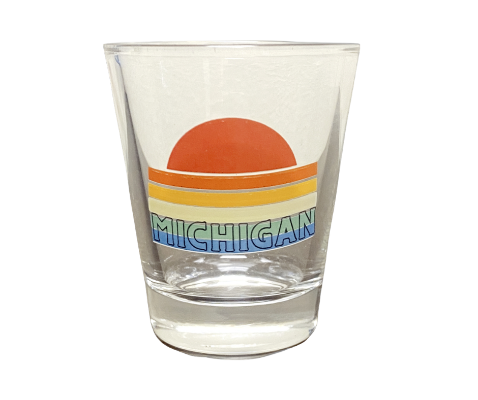 SG1: Michigan Retro Sunset Shot Glass - Clear