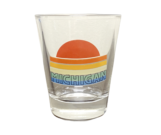 SG1: Michigan Retro Sunset Shot Glass - Clear