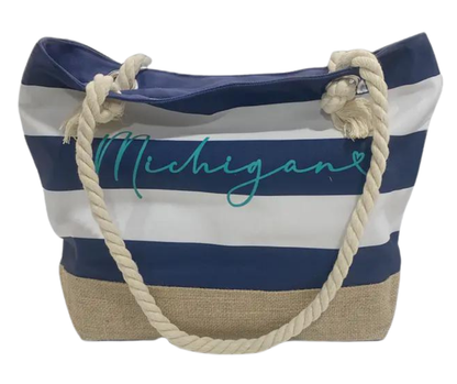 RHCT1: Rope Handle Canvas Tote - Michigan Script