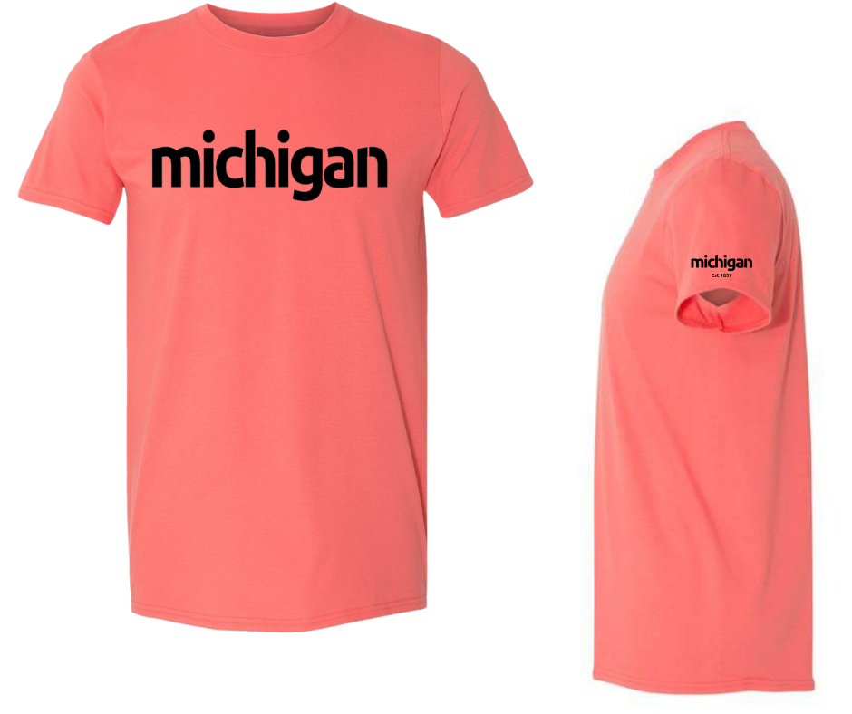 T-Shirt: Michigan Est. 1837 (Coral)