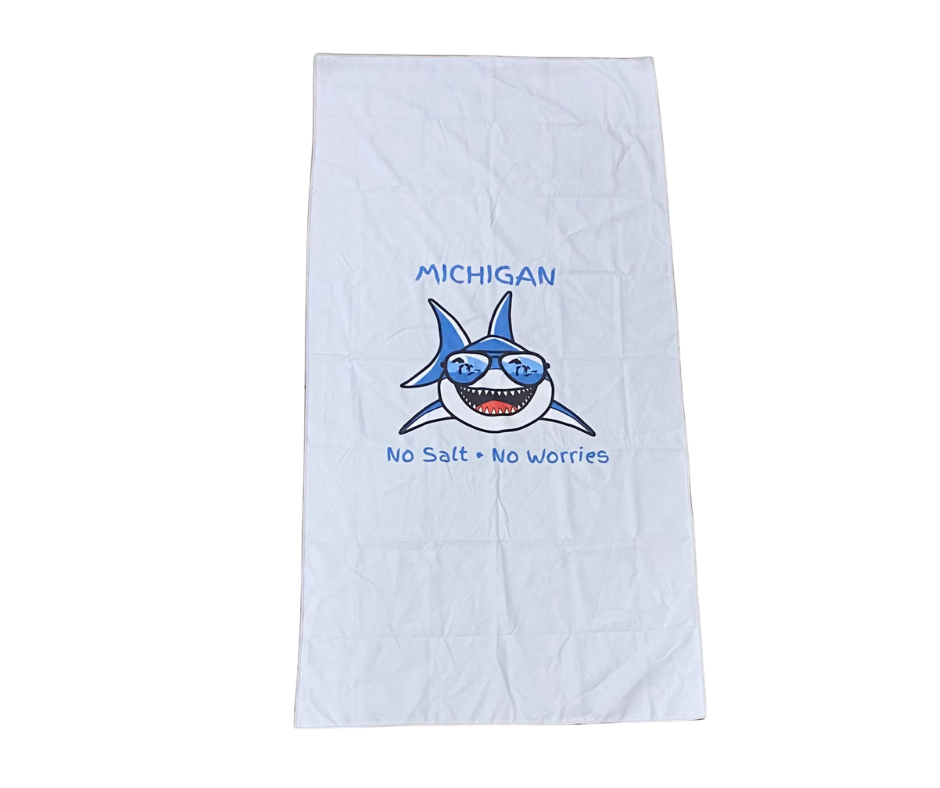 BT3: Michigan Shark Beach Towel - Light Blue
