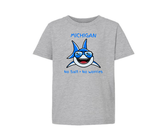 Youth T-Shirt: Michigan Shark (Heather Grey)