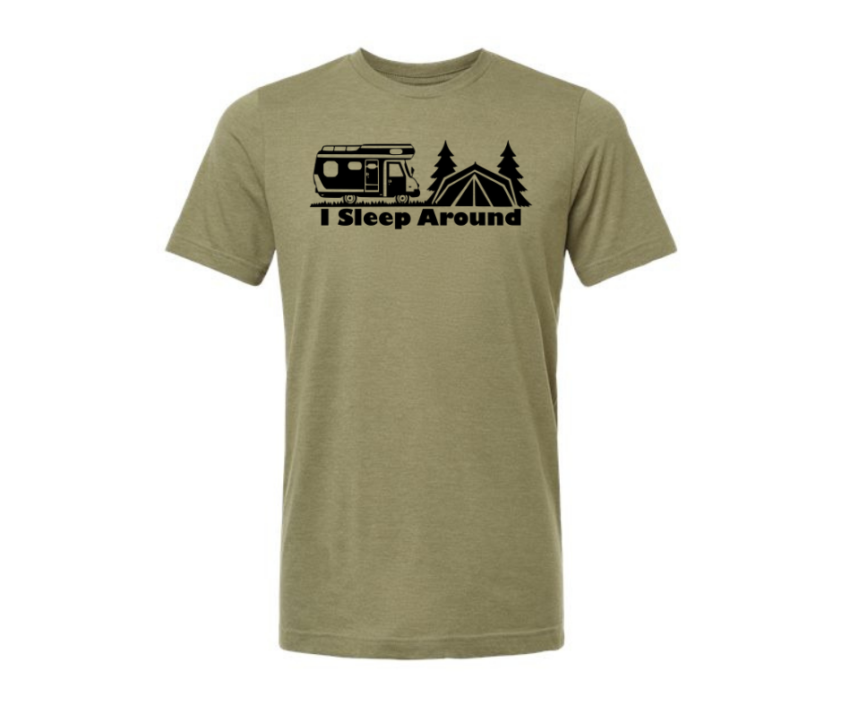 T-Shirt: I Sleep Around (H. Olive Green)