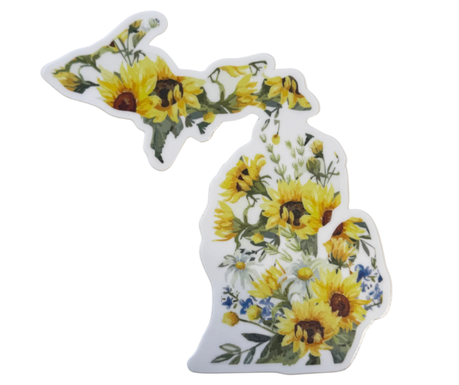 P6: Michigan Map Sunflowers Decal