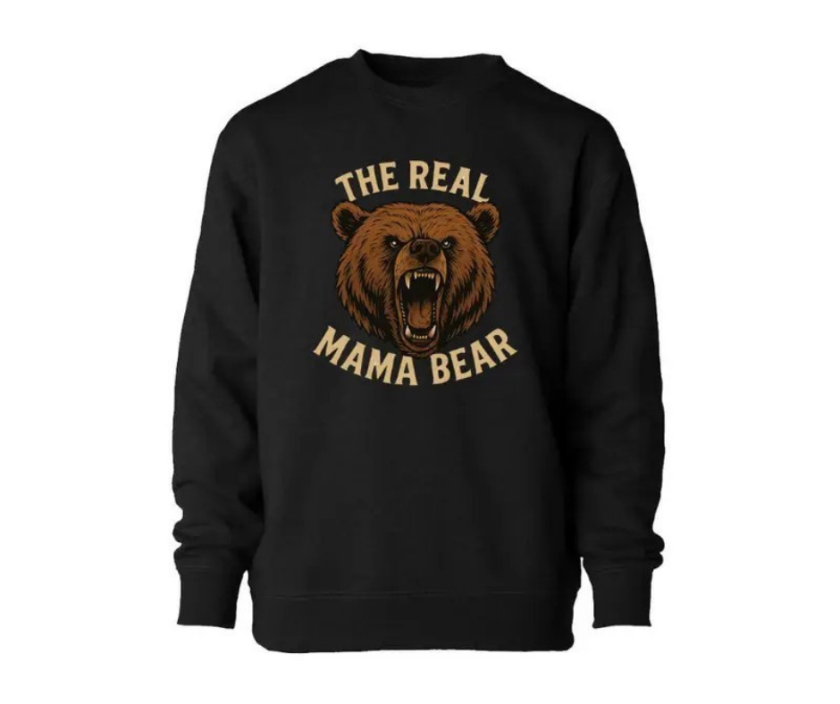 Crewneck: The Real Mama Bear (Black)