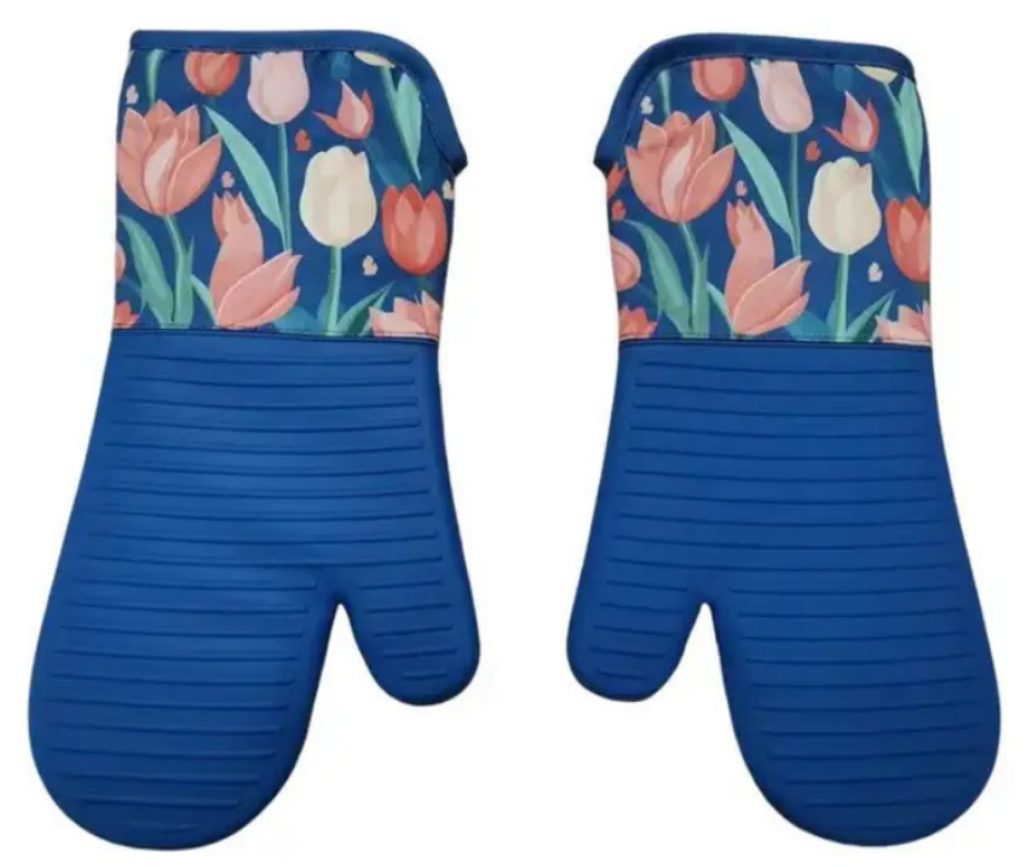 OM4: Michigan Tulips Silicone Oven Mitt - Navy