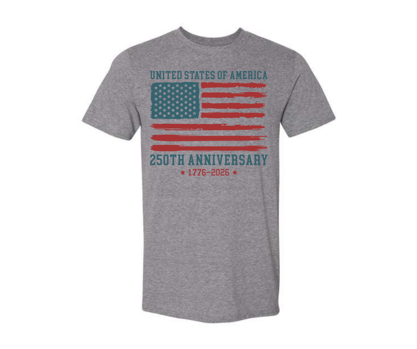 T-Shirt: American Flag 250th Anniversary (Heather Graphite)
