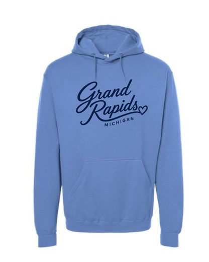 Unisex Hoodie: Grand Rapids Script with heart