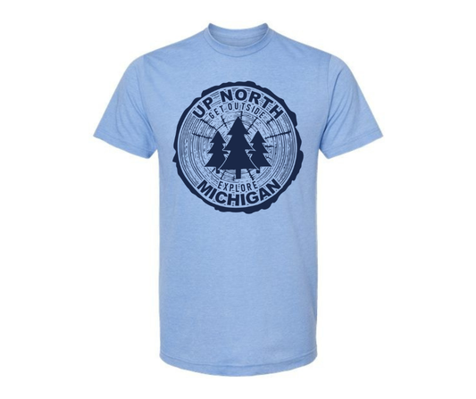 T-Shirt: T71B - Up North, Explore Michigan (H. Athletic Blue)