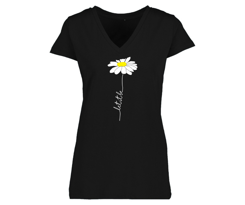 V-Neck: V7A - Woman's relaxed fit Let It Be (Black)