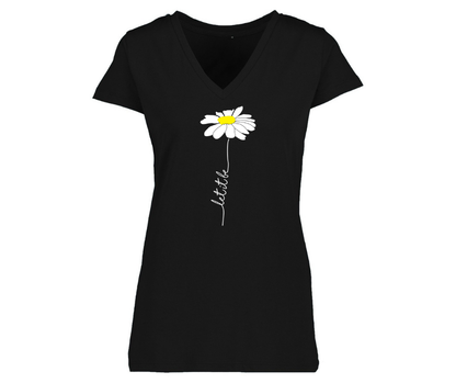 V-Neck: V7A - Woman's relaxed fit Let It Be (Black)