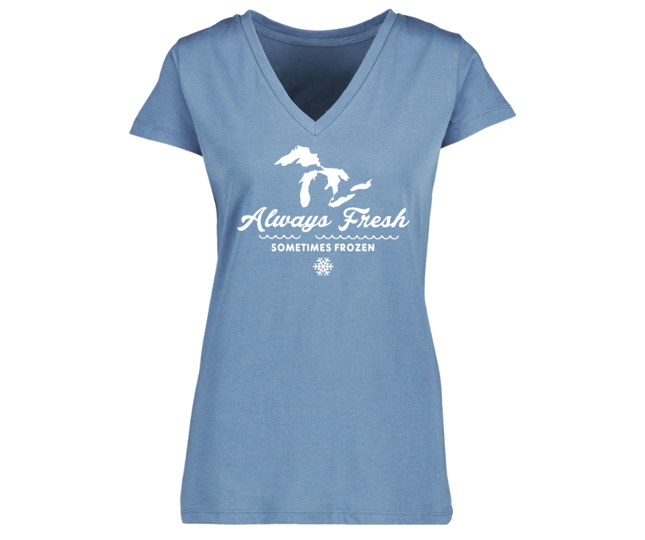 V-Neck: V3 - Always Fresh Sometimes Frozen (Misty Blue)