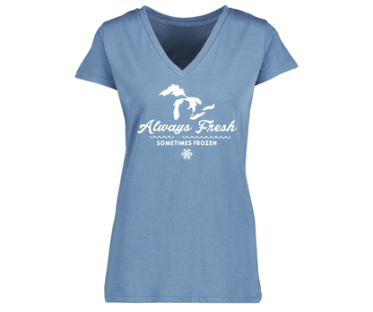 V-Neck: V3 - Always Fresh Sometimes Frozen (Misty Blue)