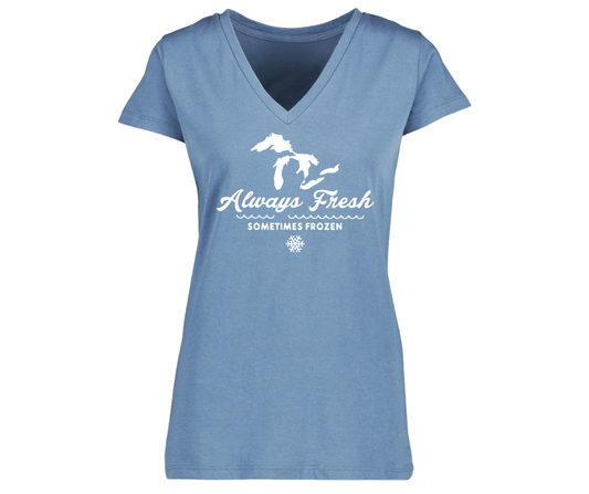 V-Neck: V3 - Always Fresh Sometimes Frozen (Misty Blue)