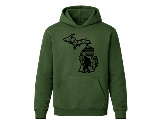 Youth Hoodie: Bigfoot Woods (Military Green)