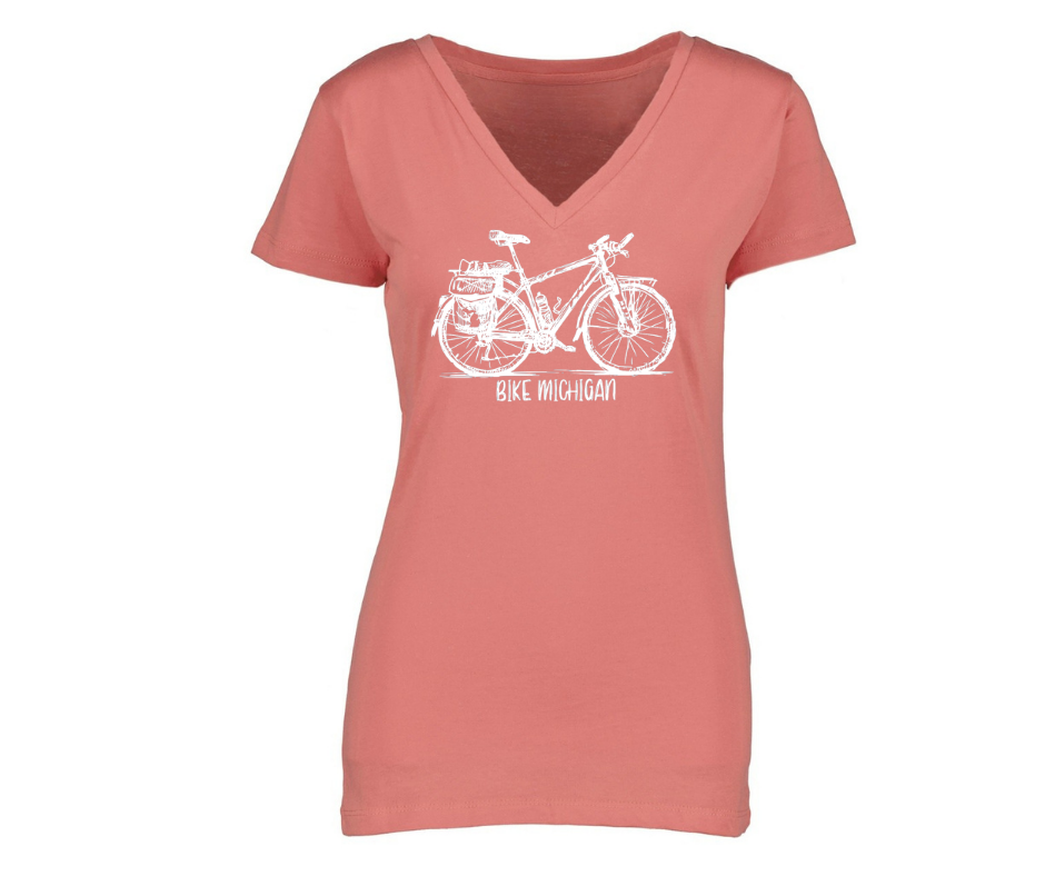 V-Neck: V12 - Bike Michigan (Dusty Rose)