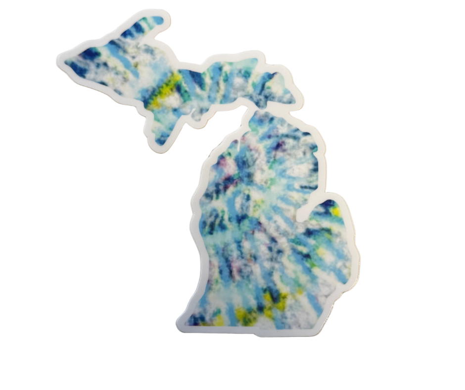 P5: Michigan Map Blue Tie Dye Decal