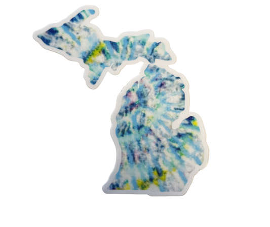 P5: Michigan Map Blue Tie Dye Decal
