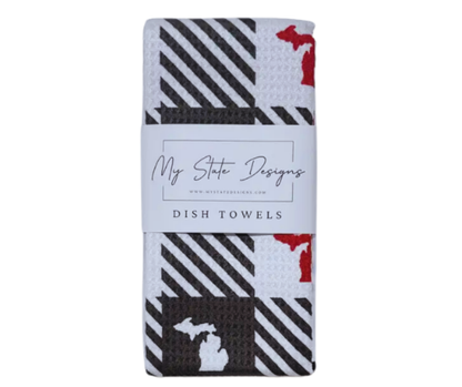 WDT4: Buffalo Plaid Michigan Waffle Dish Towel
