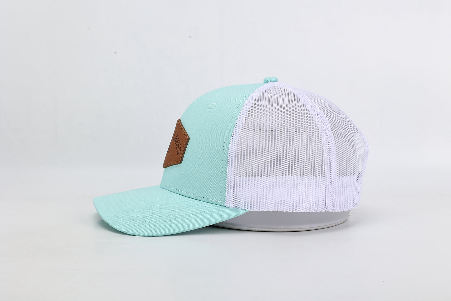 Snapback Hat: Great Lakes Leather Patch- Mint/White