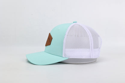 Snapback Hat: Great Lakes Leather Patch- Mint/White