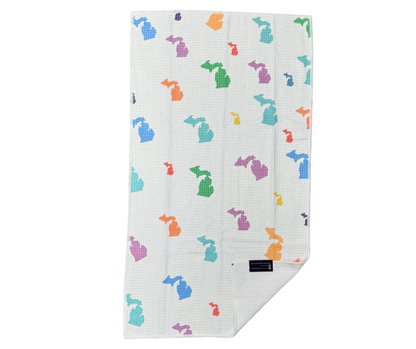 WDT3: Mini Michigan Maps Waffle Dish Towel