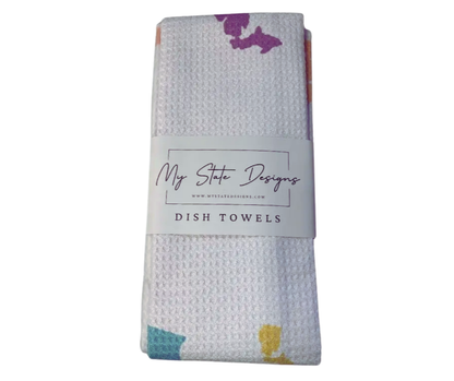 WDT3: Mini Michigan Maps Waffle Dish Towel